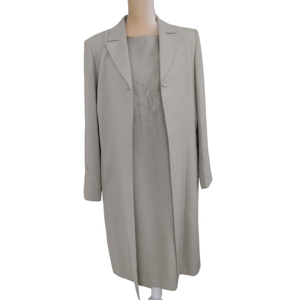 KASPER Women 2PC Mint Green Polyester Lined Notch Collar Dress Suit Size 12